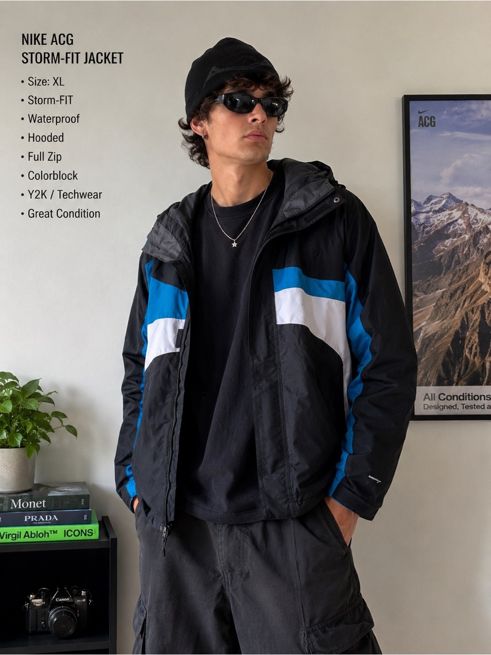 Nike ACG Jacket XL‎ Waterproof Hooded Gorpcore Techwear hiking rain 3rd layer